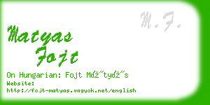 matyas fojt business card